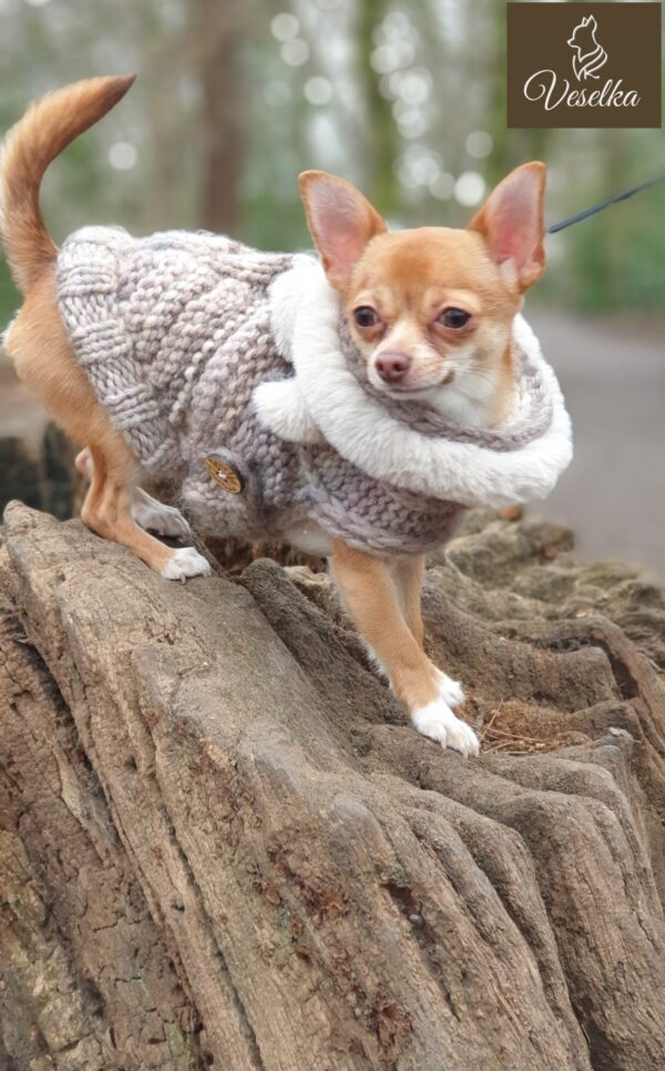 brown knitted coat for small dog breeds