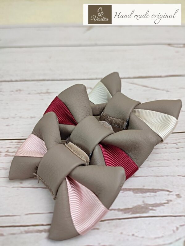 grey leather dog bow ties