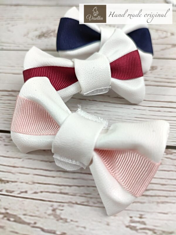 white pink red blue leather dog bow ties