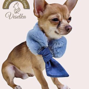 luxury blue fur dog scarf