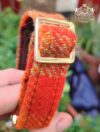 orange harris tweed dog collar all sizes