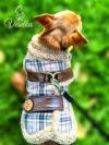 tartan check small dog and puppy coat for winter