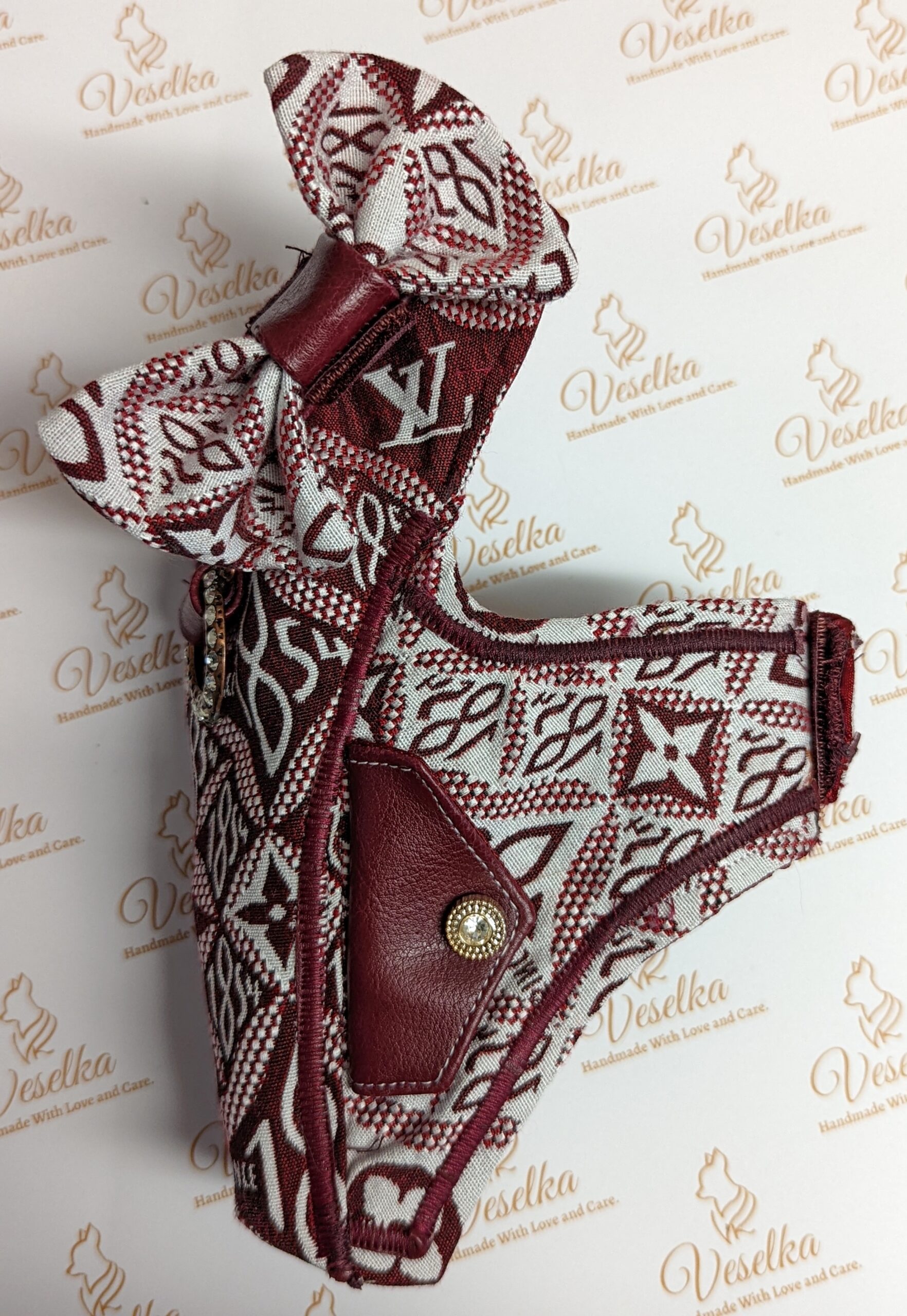 Red louis Vuitton harness for dogs