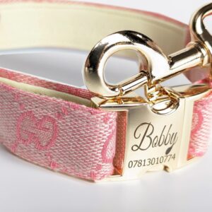 baby pink gucci dog collar and leash for small and large designer puppy collar