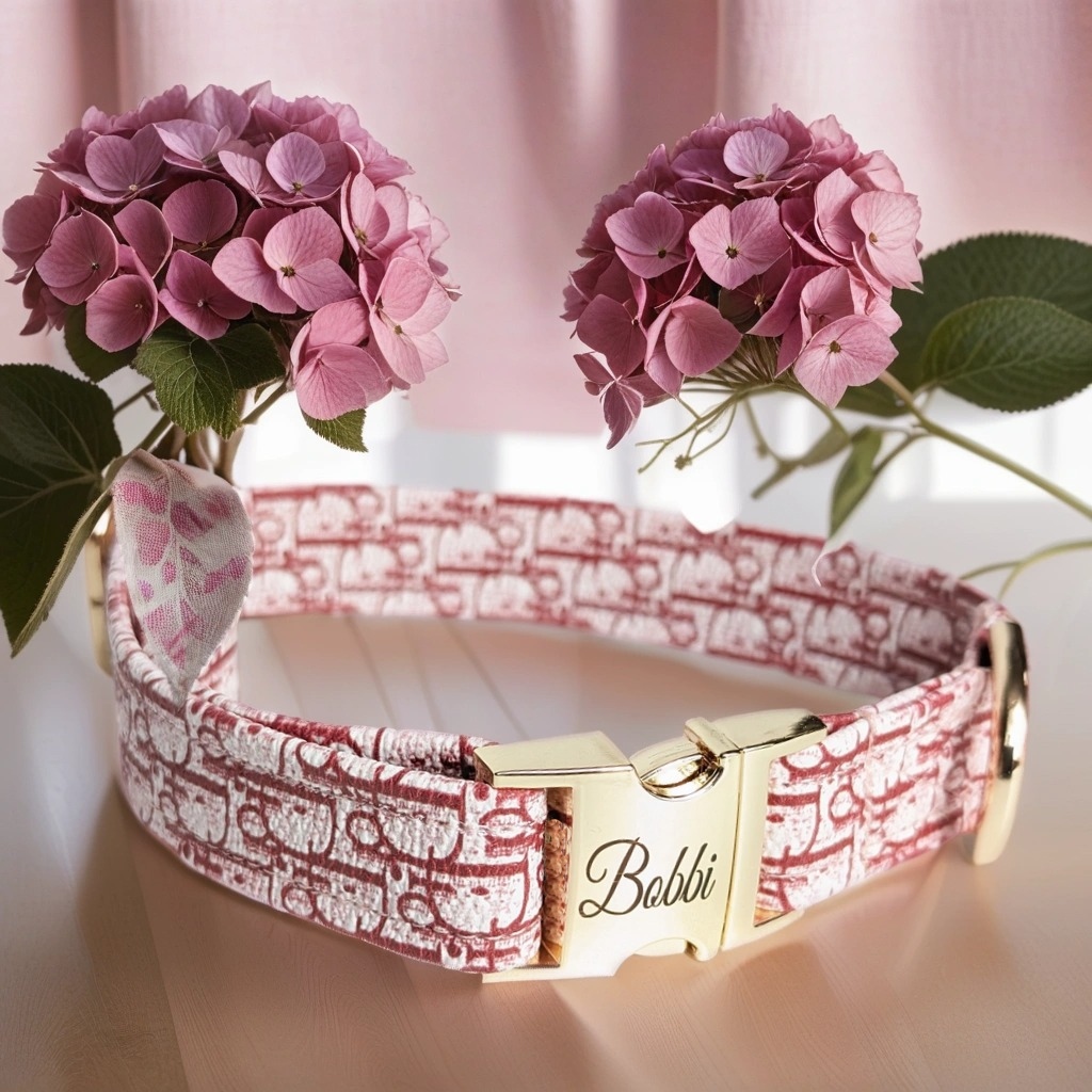 Dior pink leather dog and cat collar designer dog collar in small and large