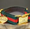 red green stripe gucci dog and car collar with leash