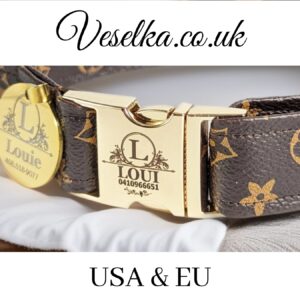 louis vuitton dog collar brown leather cats small and large usa