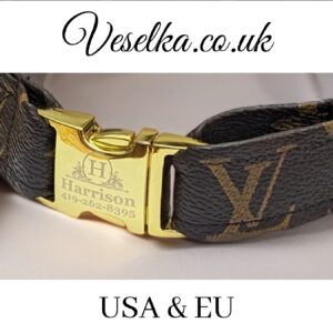 louis vuitton lv dog collar designer small large pittbull with brown leather personalised buckle 1
