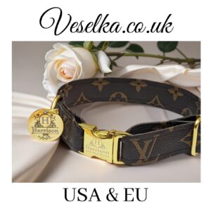 louis vuitton lv dog collar designer small large pittbull with brown leather and usa
