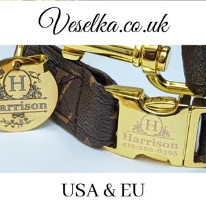 louis vuitton lv dog collar designer small large pittbull with brown leather and gold usa
