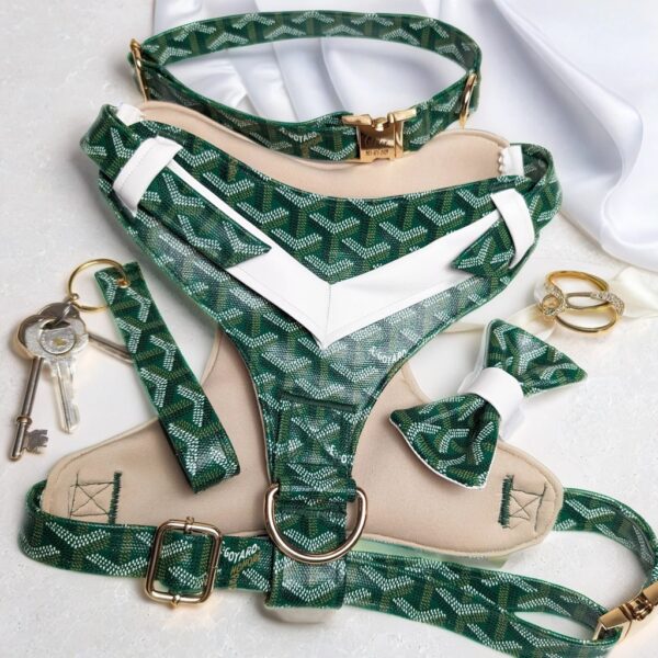 designer dog harness goyard collar and leash