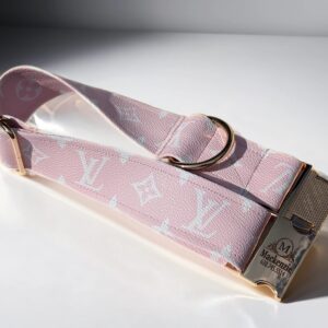 classic L&V designer pink dog puppy and cat collar with leash