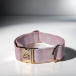 L&V luxury pink leather dog puppy and cat collar with leash - small and large