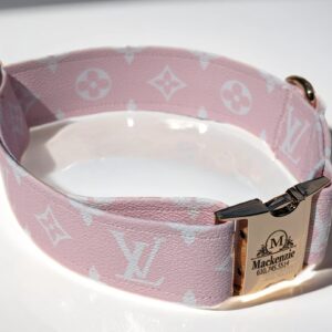 L&V luxury pink dog puppy and cat collar with leash - small and large