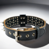 A premium heavy duty black leather spiked dog collar with the wow factor - Extra wide 2 inches.