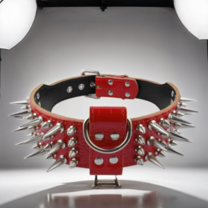 red leather spiked dog collar medium large dogs