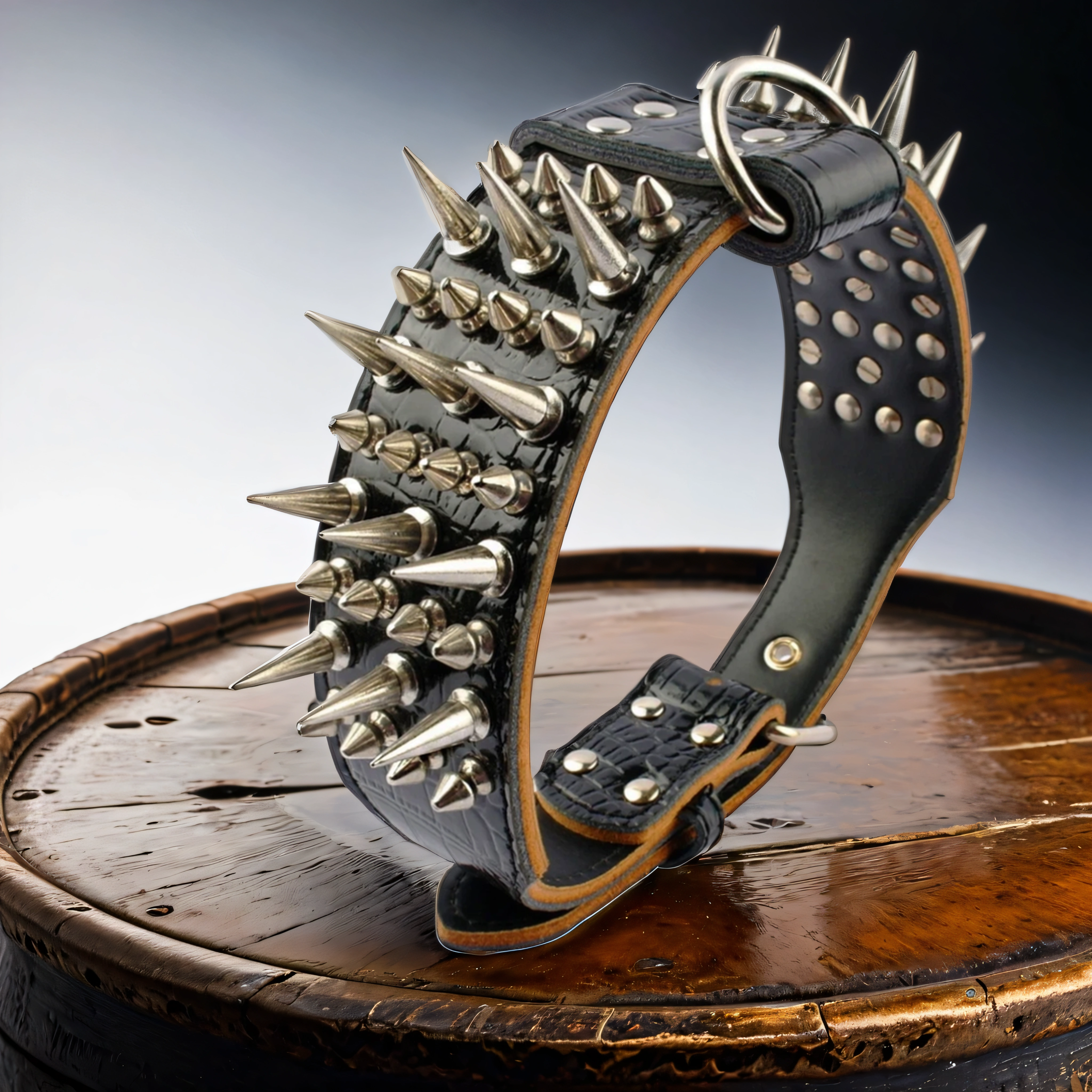 thumbnail image 2 of 2″ Wide Spiked Studded Dog Collar – Faux Leather For Large Breeds Pitbull Boxer Mastiff Labrador 2 of 2
