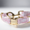 pink dior dog puppy collar and leash small medium and large