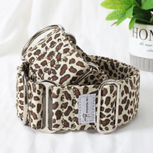 brown leopard print martingale extra wide dog collar whippet greyhound bull dog