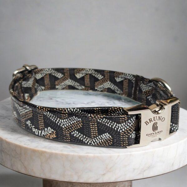 black or green goyard dog collar and leash. small to large in leather faux.