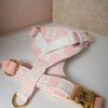 Pink chanel designer luxury dog harness. Leather small medium large. Also nice for puppies and cats.