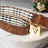 designer leather burberry with LV pattern dog and puppy collar small to large