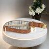 designer leather burberry with LV pattern dog and puppy collar small to large black