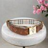 designer leather burberry with LV pattern dog and puppy collar small to large brown