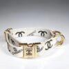 designer luxury puppy collar whie leather